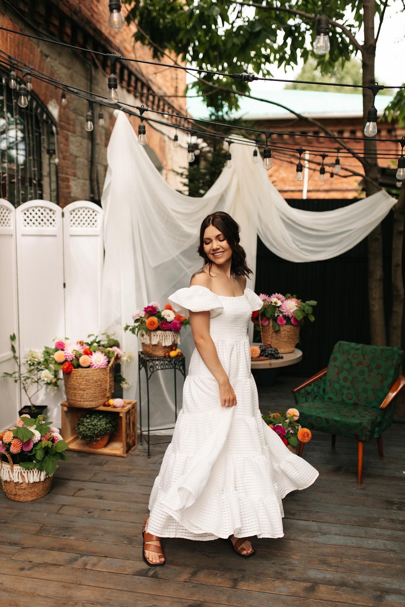 Белое в полоску рукава фонарики верх на резинке