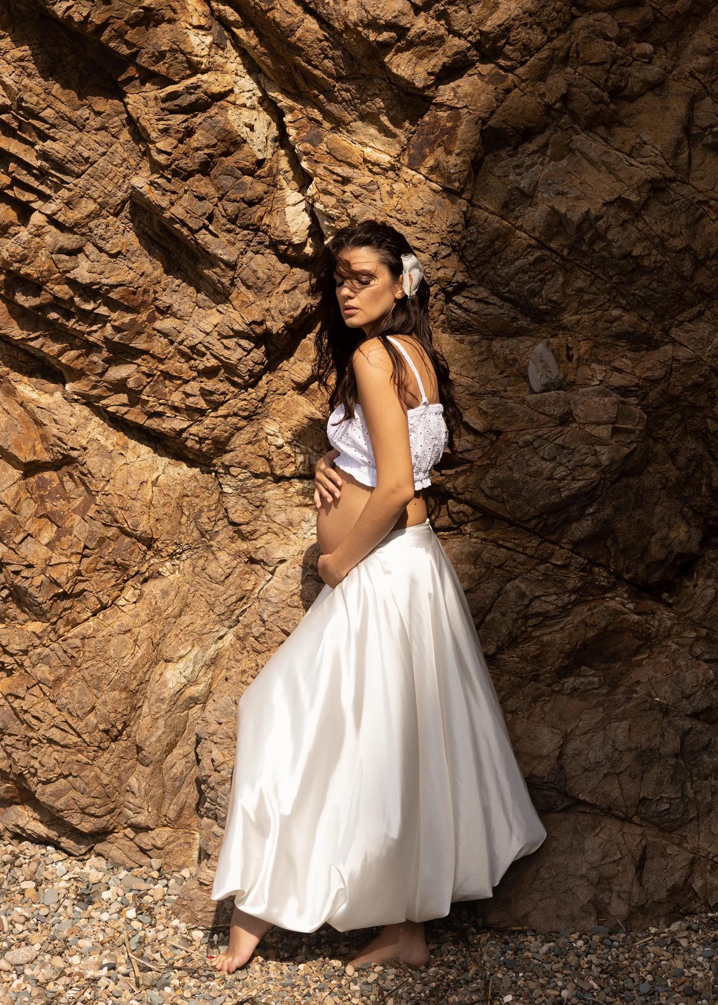 Юбка баллон белая миди