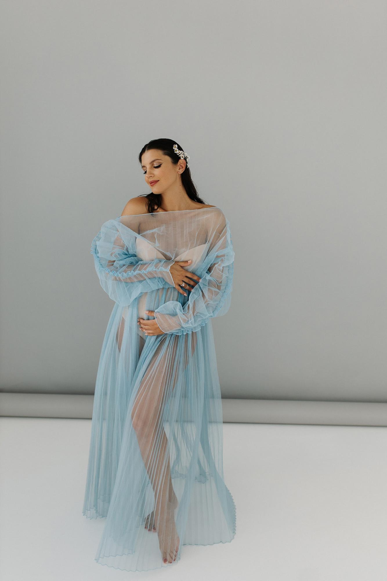 Голубая накидка плиссировка гафре