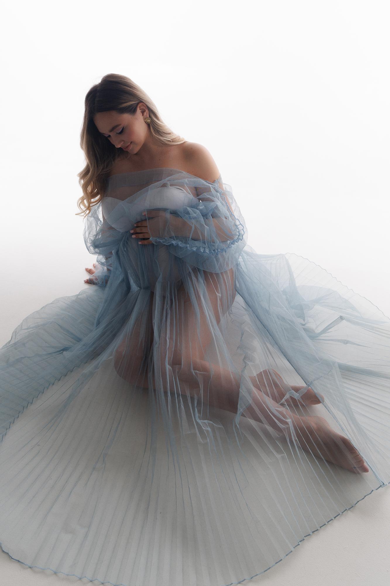 Голубая накидка плиссировка гафре