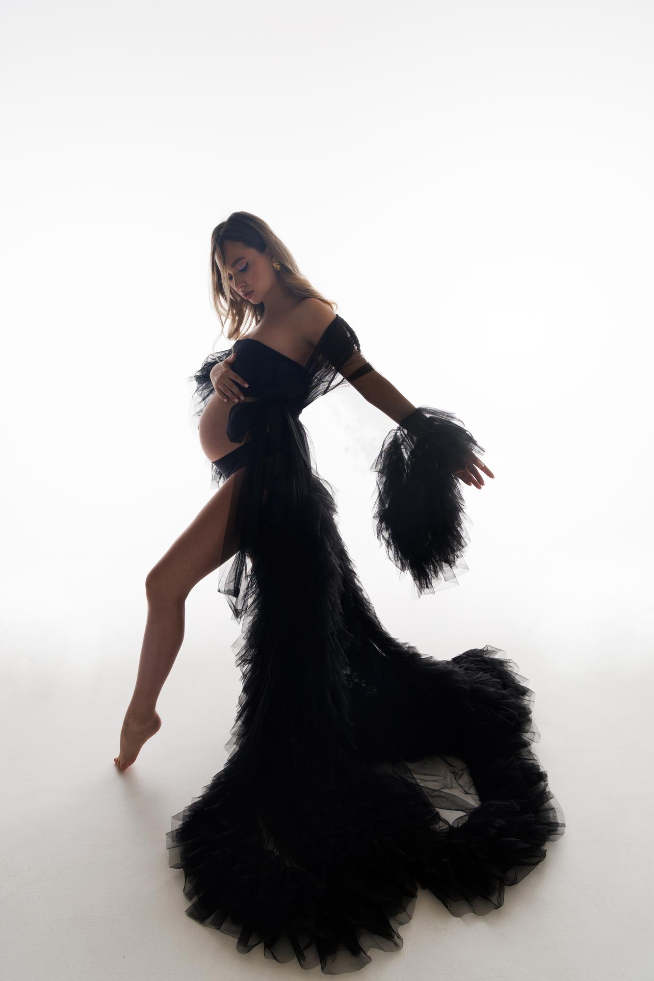 Халат черный фатин слои