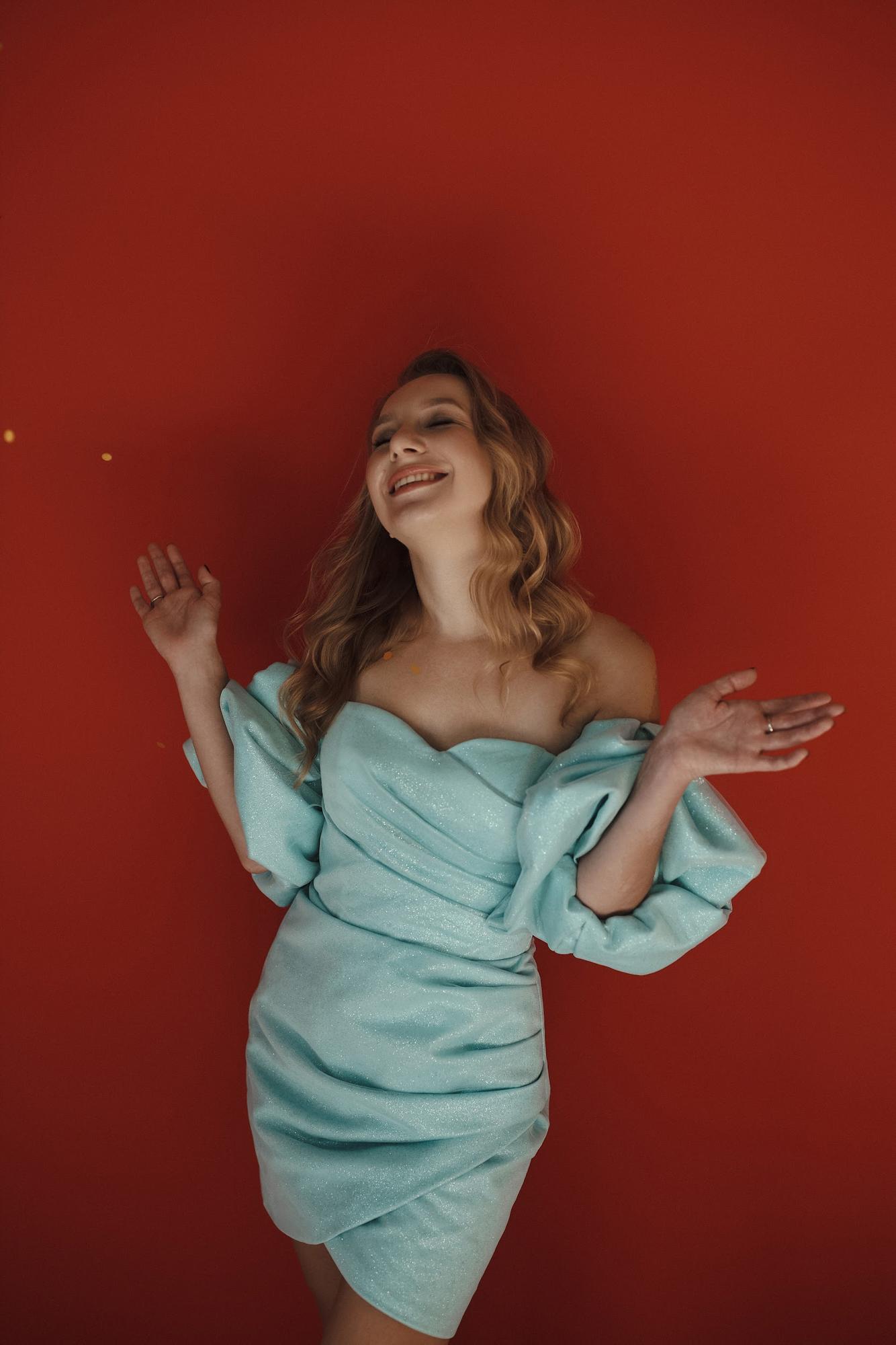 Бирюзовое мини глиттер съемные рукава