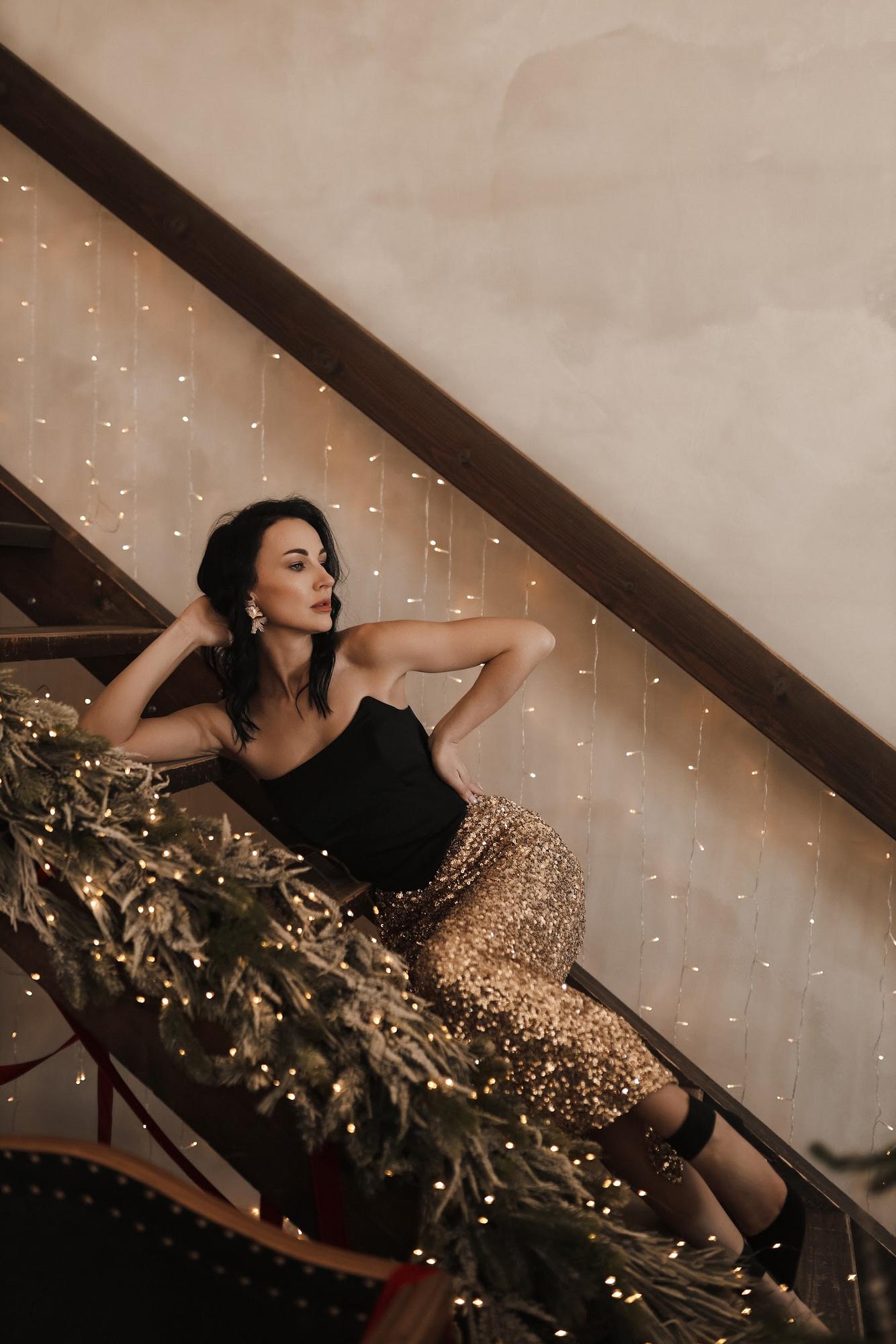 Юбка золотая пайетки пояс