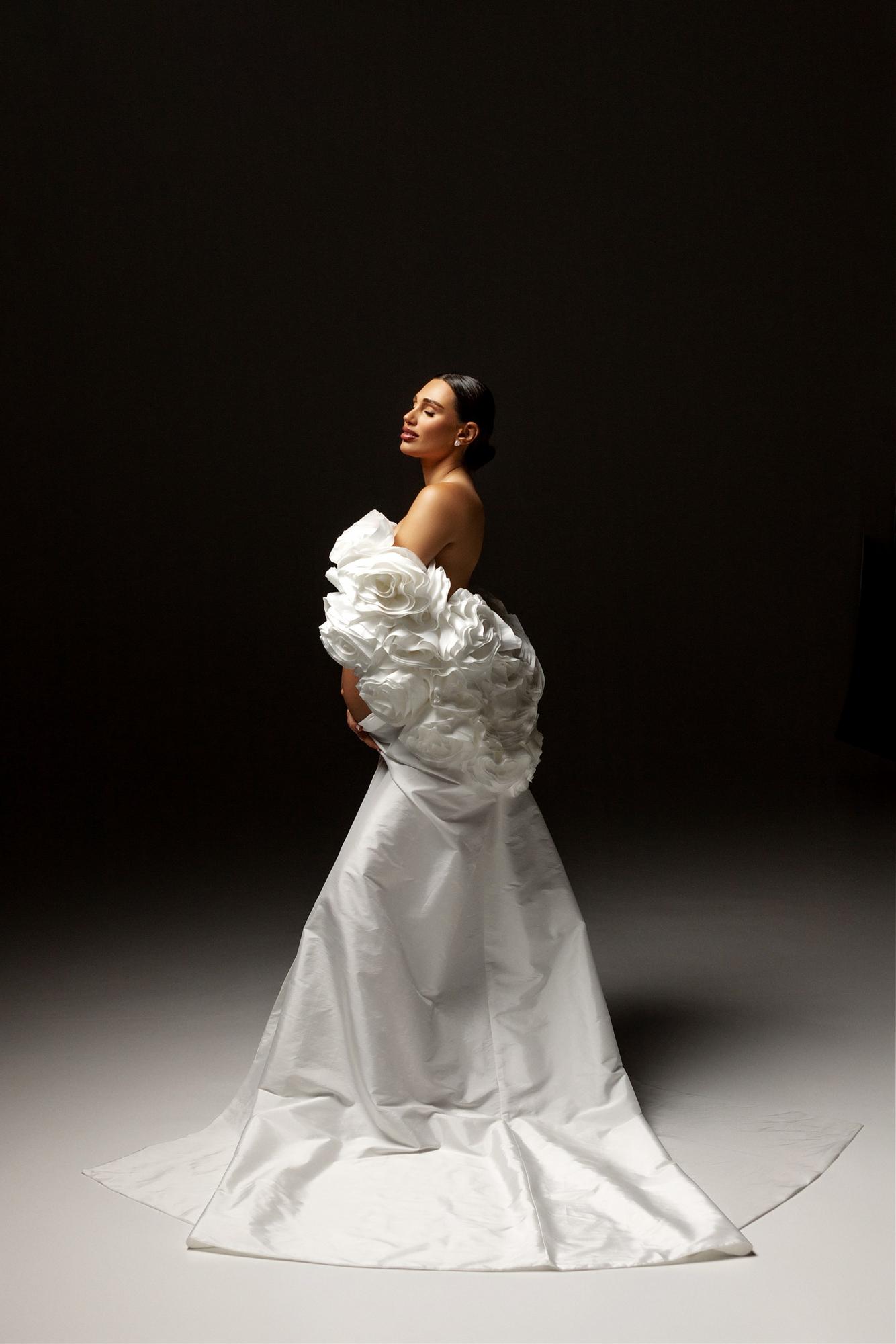 Комплект белый шлейф накидка цветы