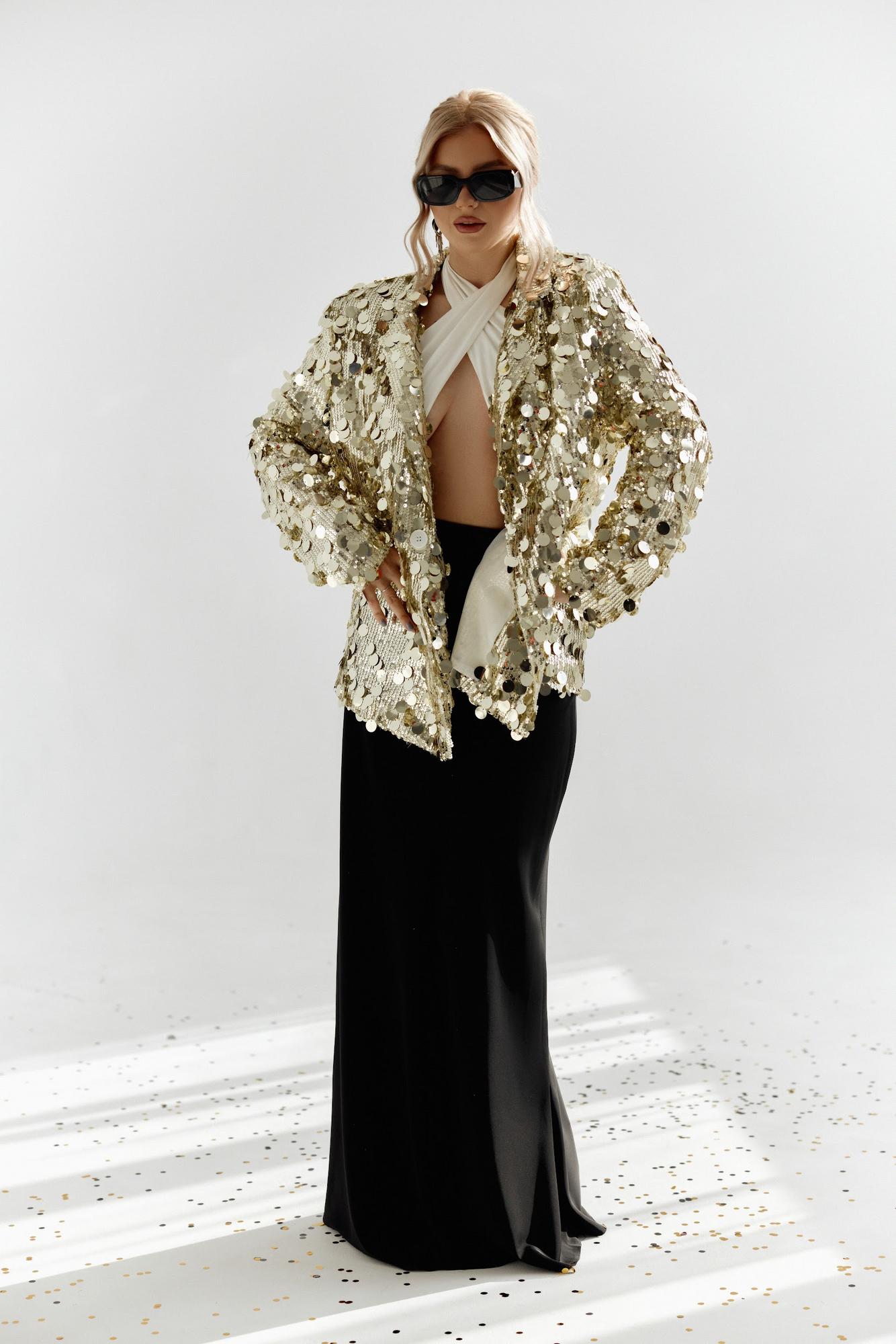 Пиджак золотой в крупную пайетку