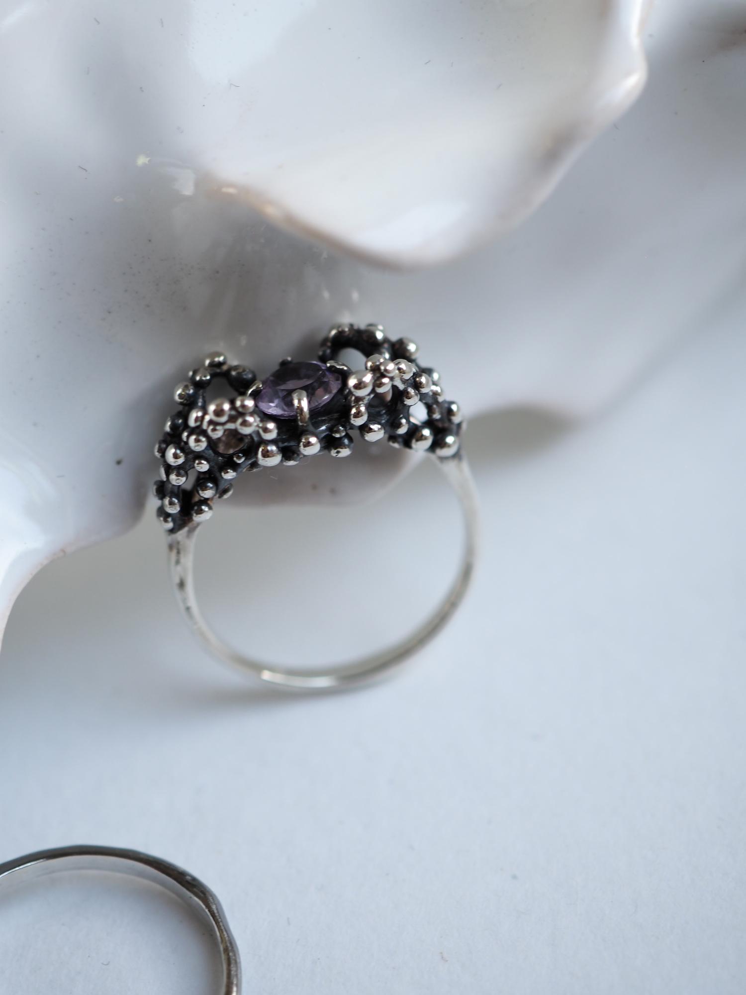 Sea Foam Ring with Amethyst