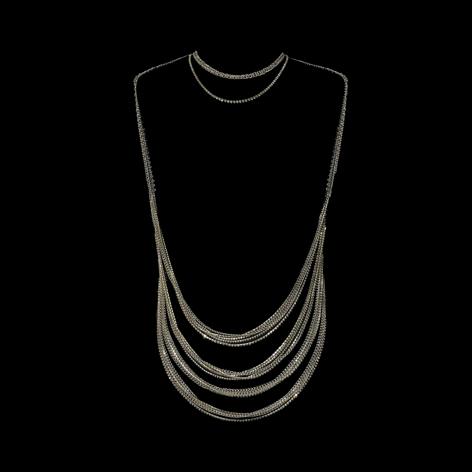 Колье NEVODA в профиль, слоистое плетение, алюминиевые цепи