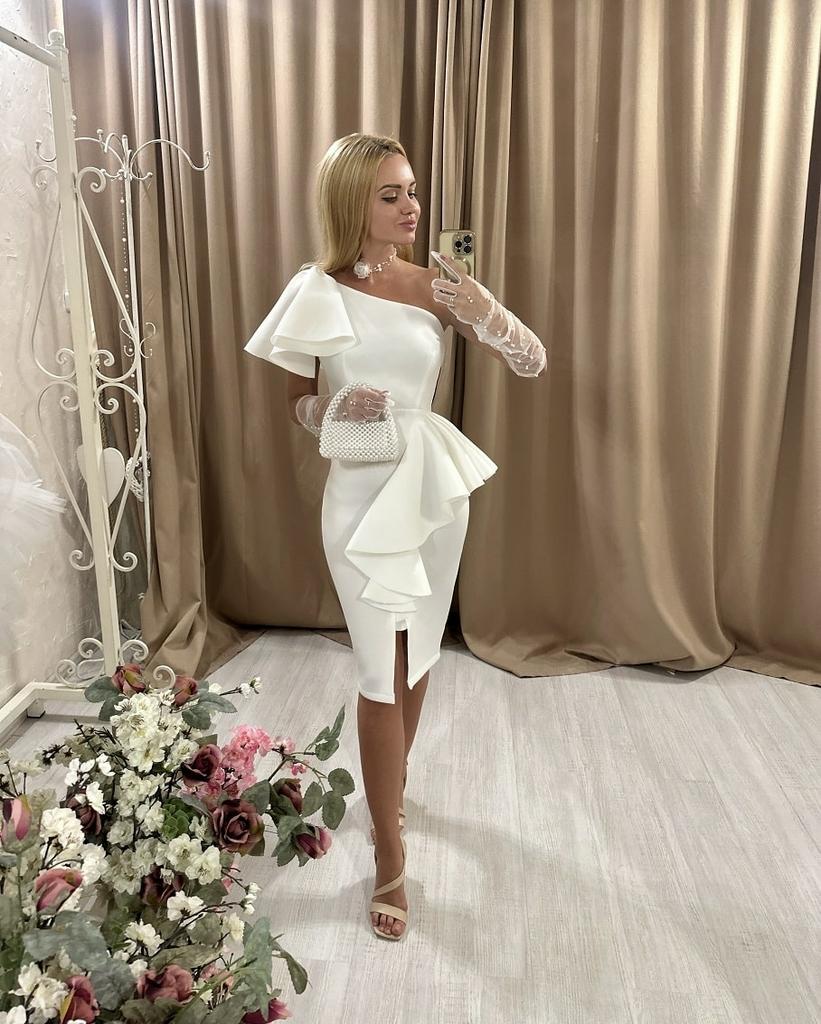 Короткое свадебное платье с баской Like Miracle - Sylvia - фото 1