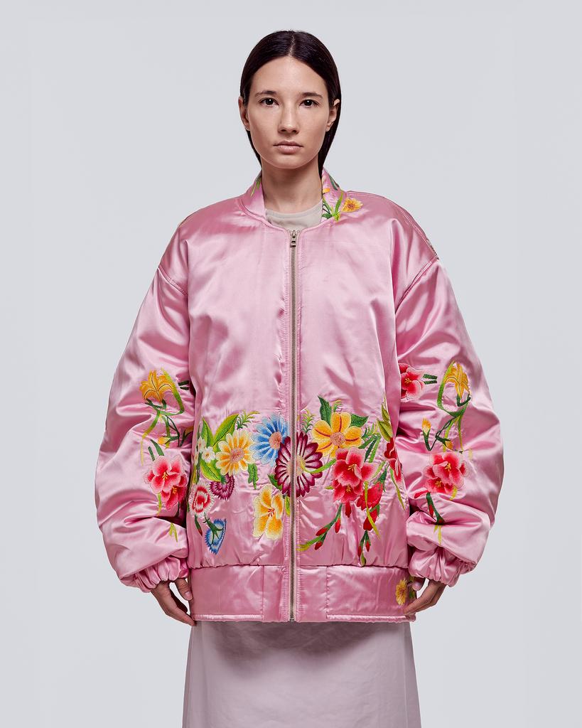 Бомбер EMBRACE embroidered pink
