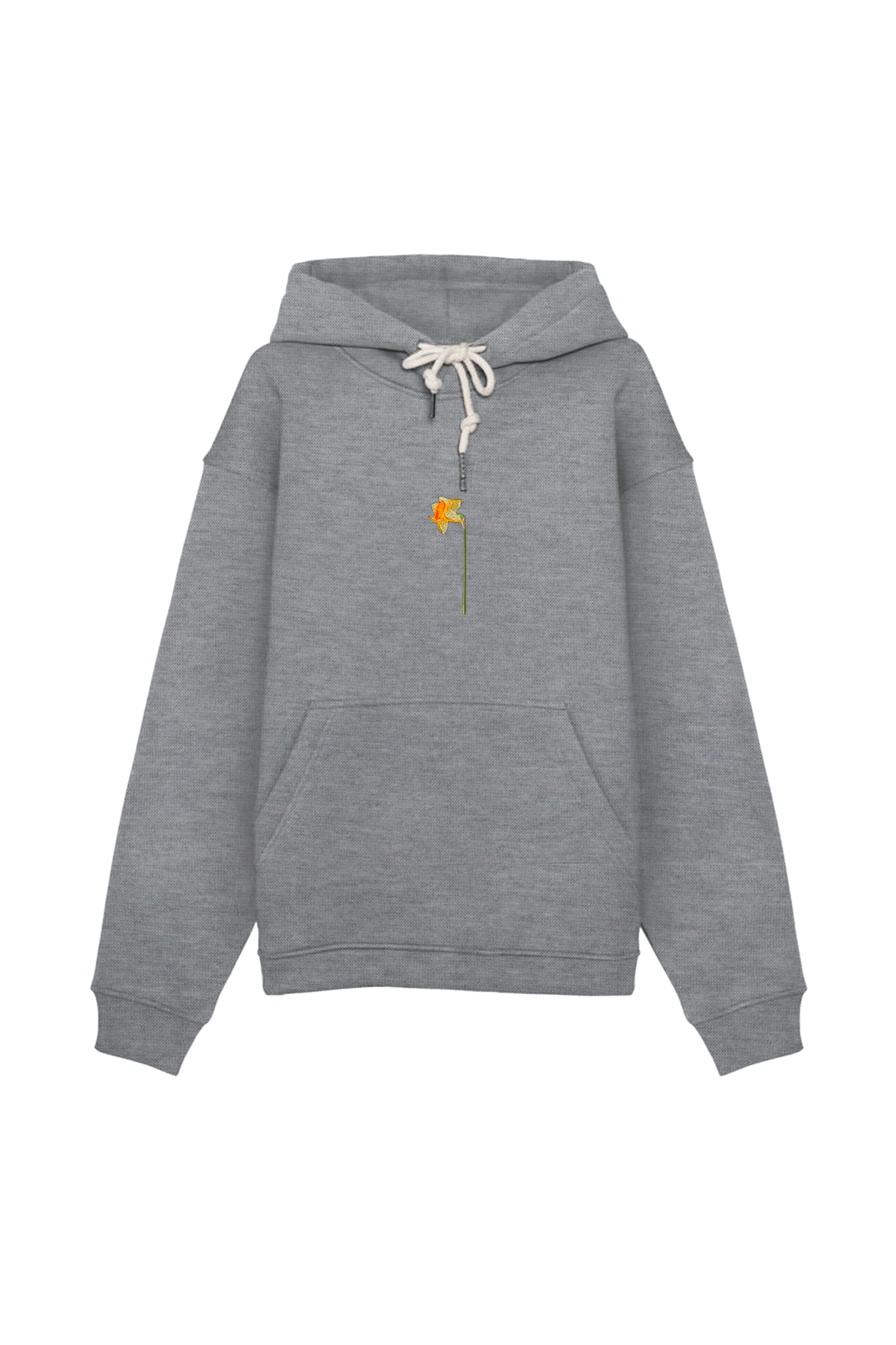 Худи Гербарий Нарцисс серый меланж (плотный футер)