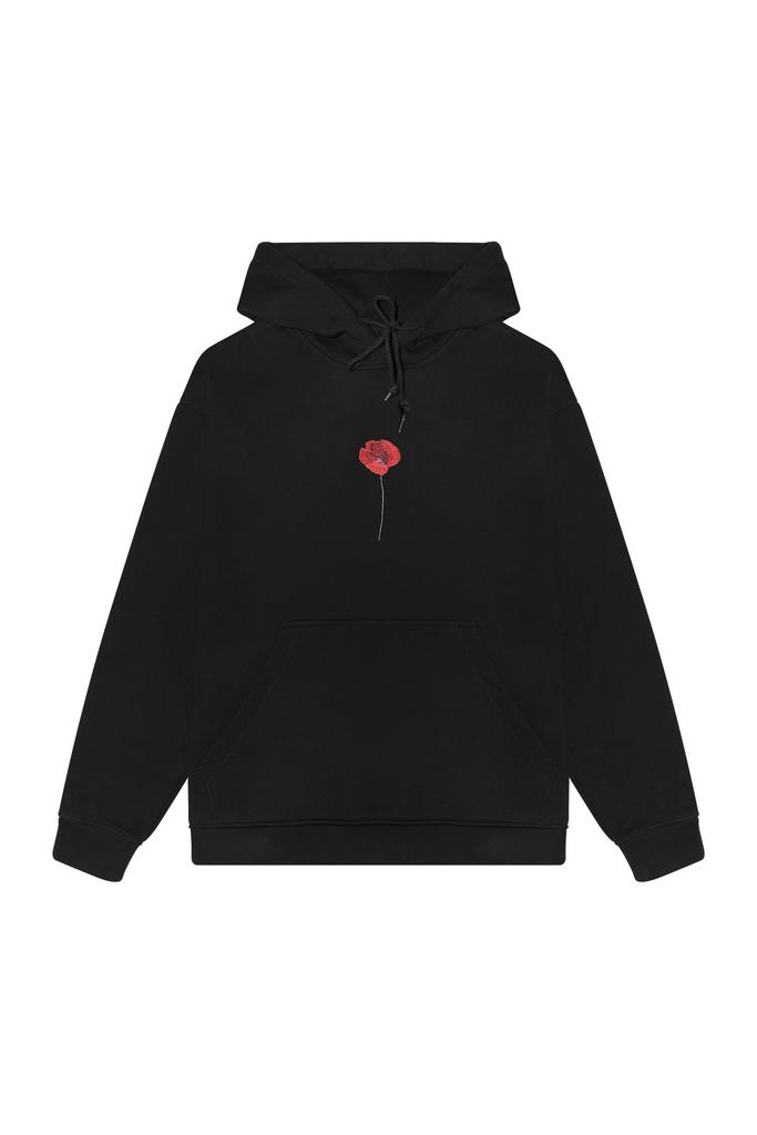 Худи Гербарий Мак черное утепленное