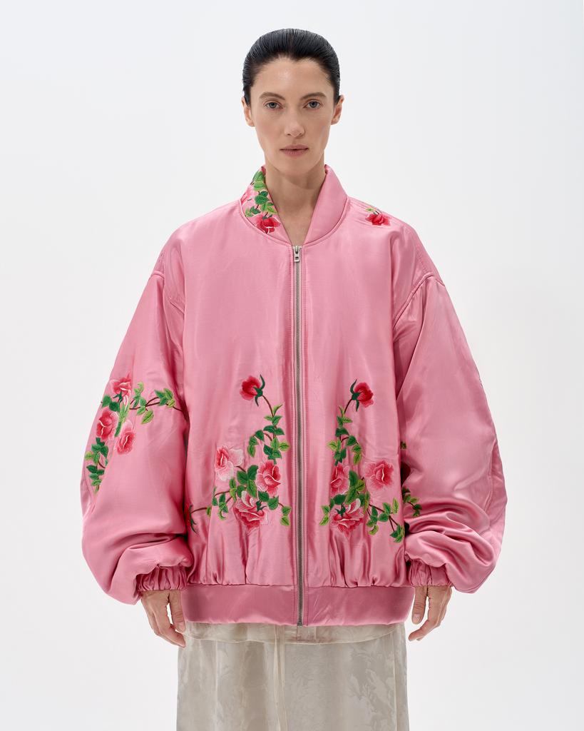 Бомбер EMBRACE embroidered pink