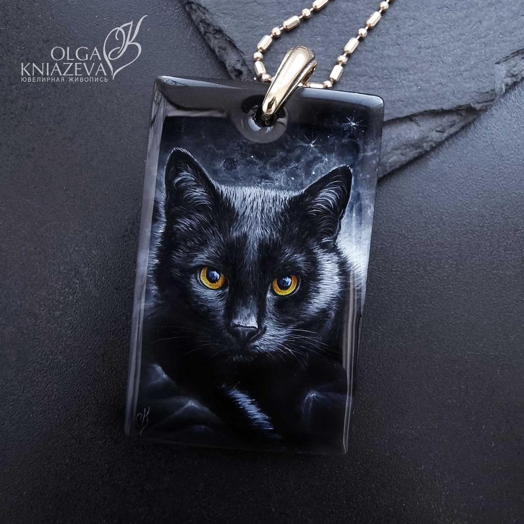 Чёрный кот кулон