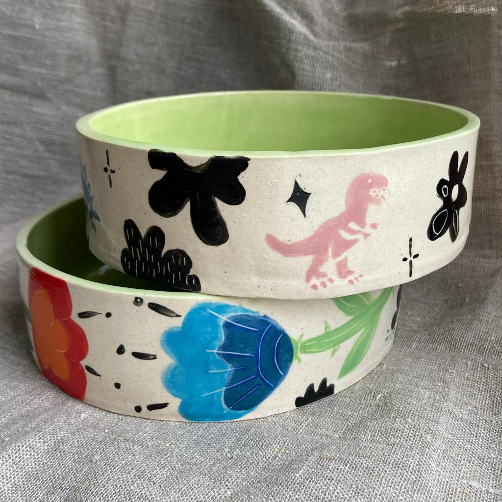 Боул "Цветы и динозавры"