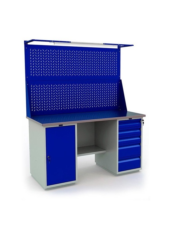 Верстак Profi 866x1600x700 (тумба WD-1 + тумба WD-5 + 2 экрана 1600 + Свет)