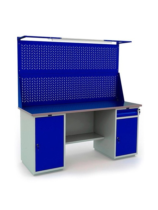 Верстак Profi 866x1800x700 (тумба WD-1 + тумба WD-2 + 2 экрана 1800 + Свет)