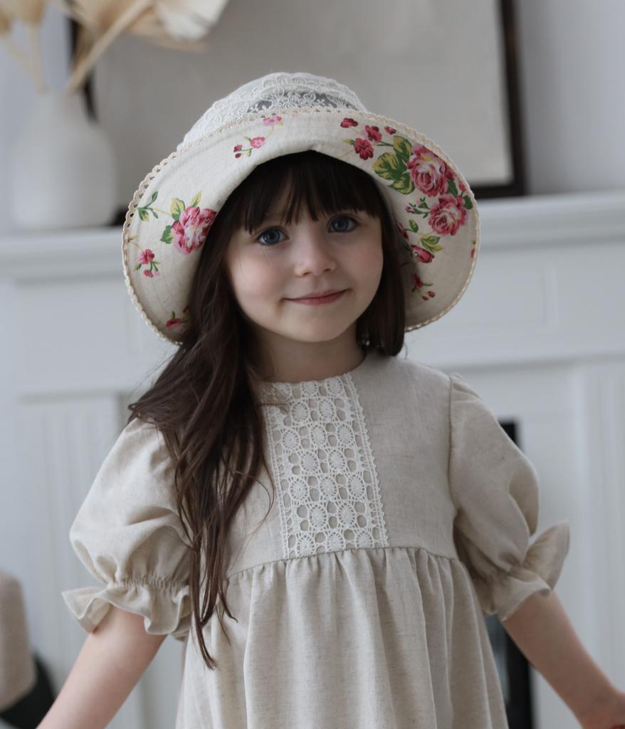 Шляпа льняная Розочки