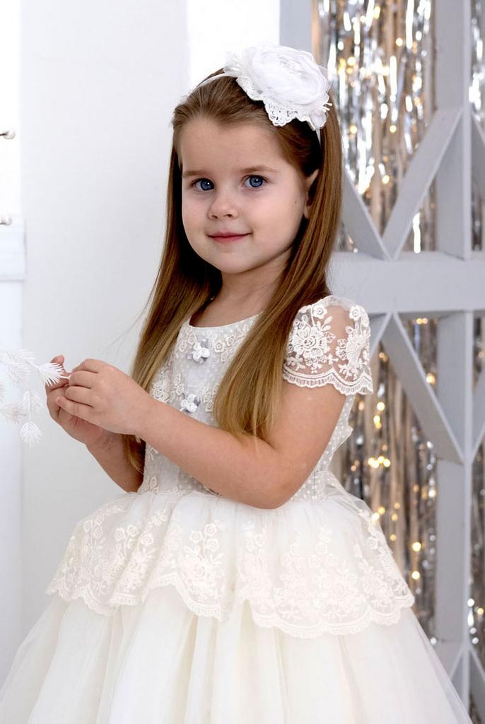 Ободок Эмилия белый горох