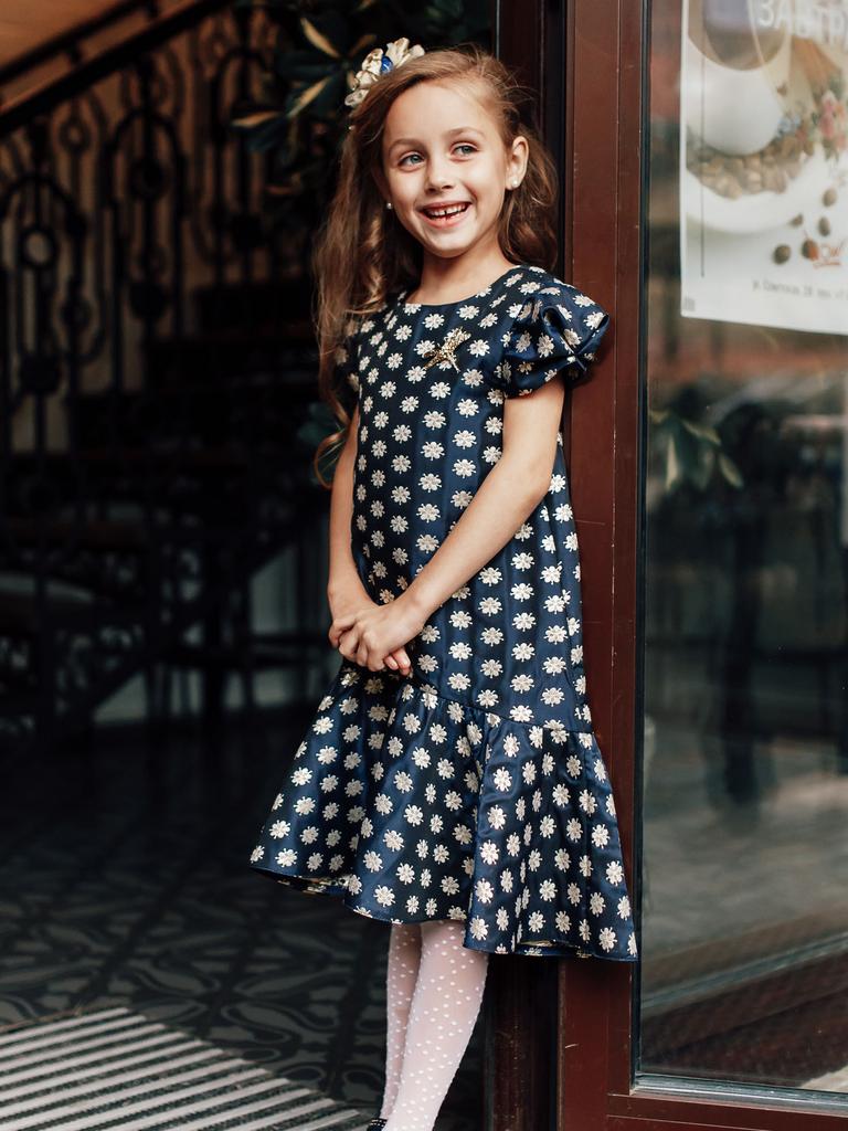 платье для девочки Джули Ж16-2 жаккард синие цветы