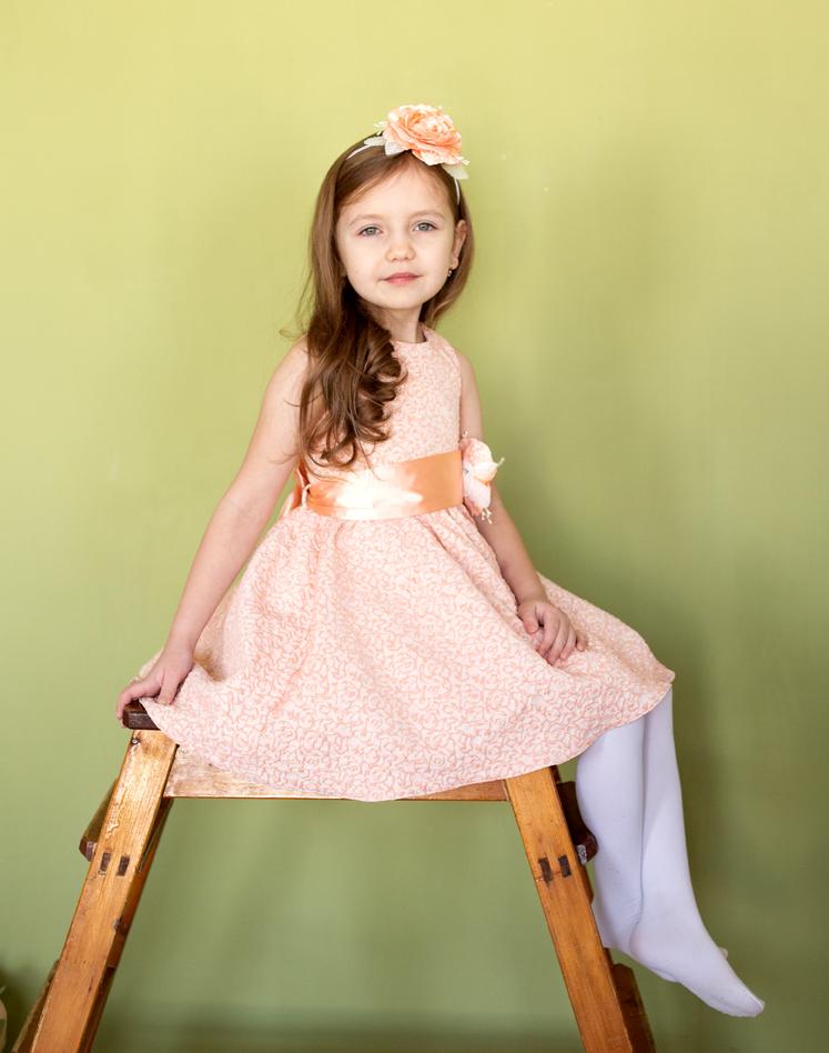 Платье для девочки Милана М-257 персик жаккард