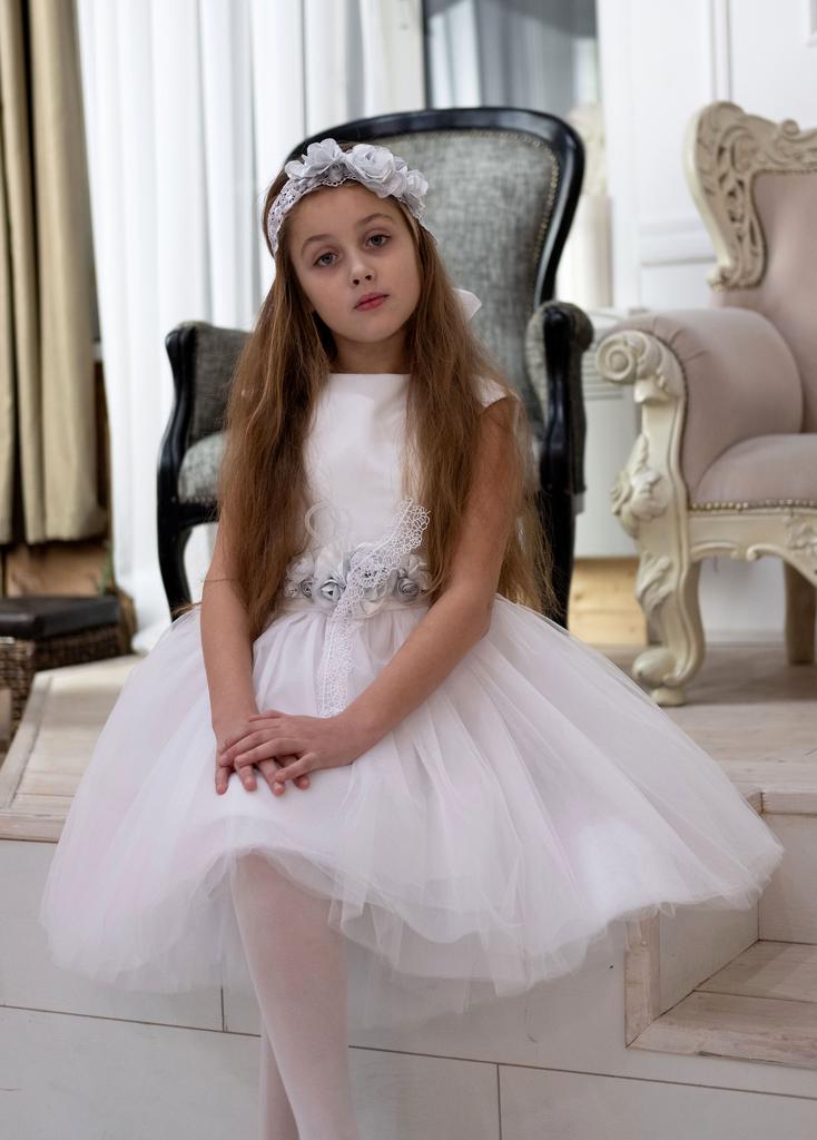 Ободок с лентой серебро