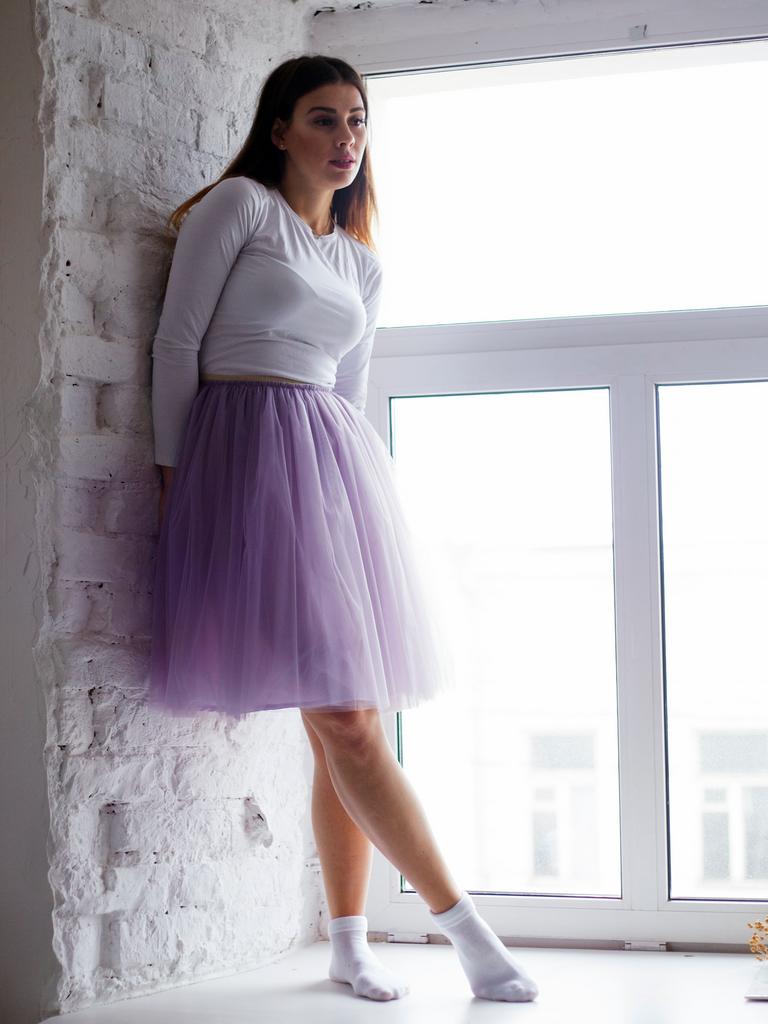 Ф 182 юбка для девочки лаванда