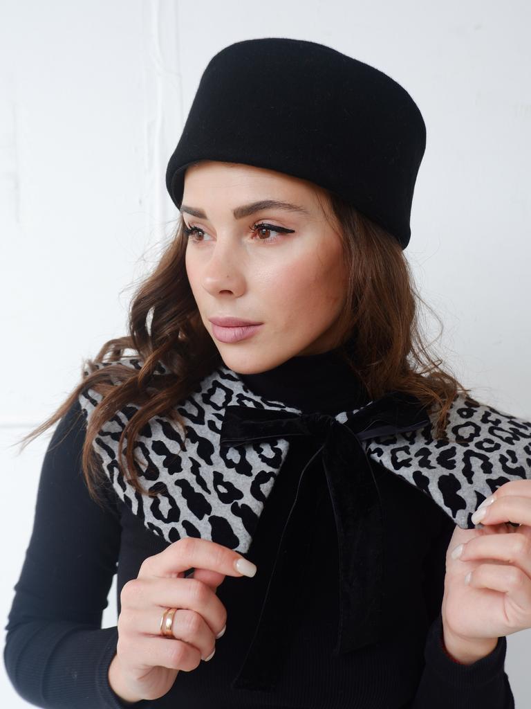 Т24-16 шляпка женская ТАБЛЕТКА   черный