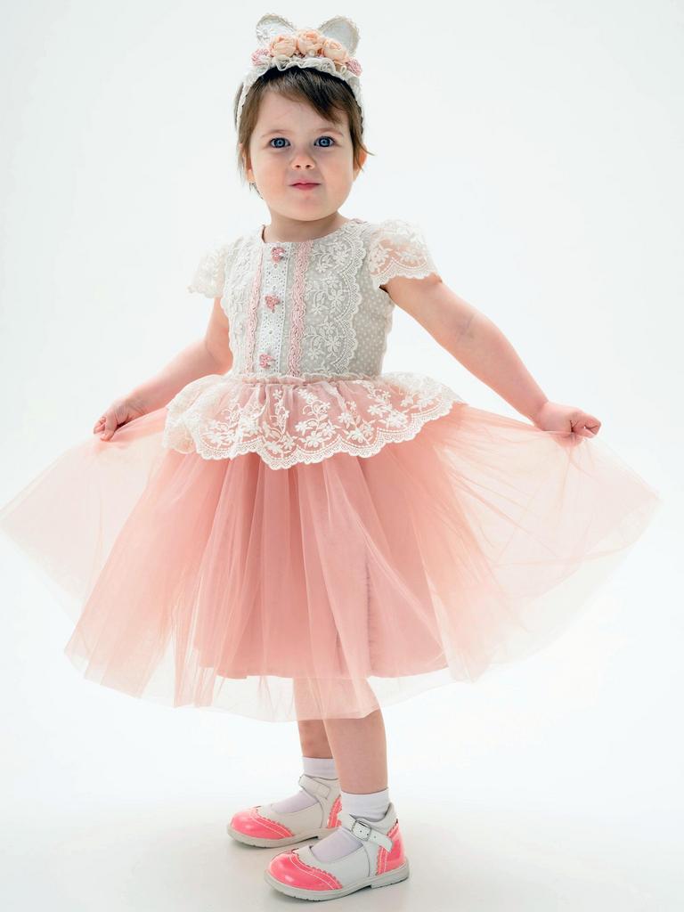 платье для девочки Л 18-6 "Новелла"горох с рукавом