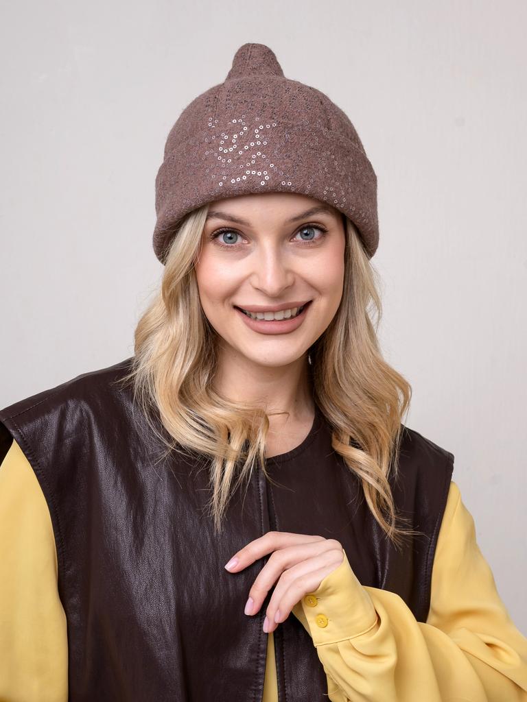 Шляпа Луковка пайетки какао