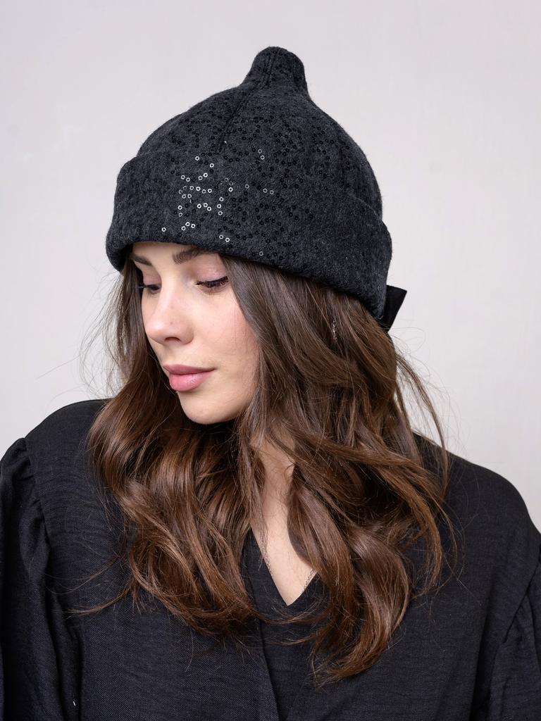 Шляпа Луковка пайетки черная