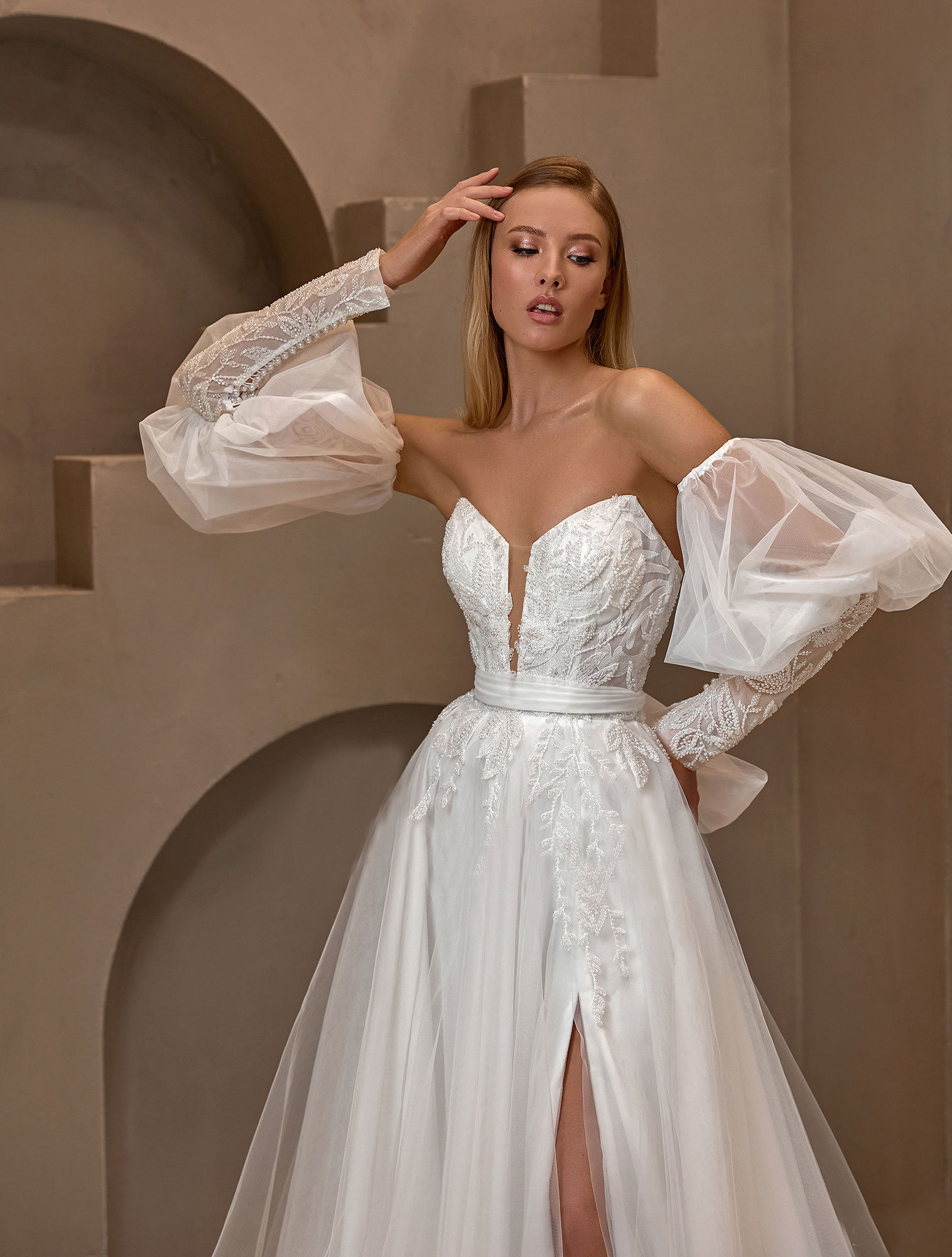 Свадебное платье Марсель с рукавами