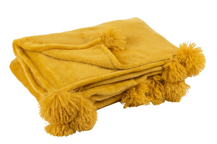 Плед "Пом-пон" охра