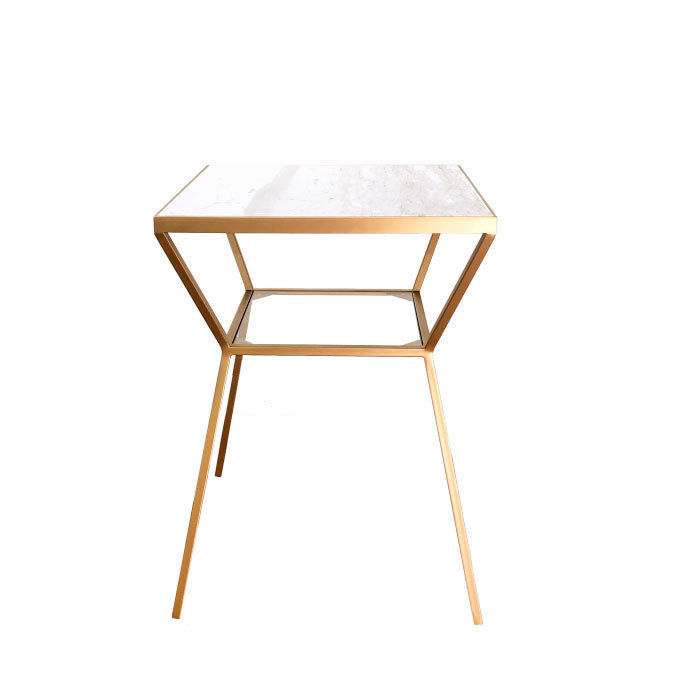 Столик с полками из прозрачного стекла “Алмаз” от For Miss с мрамором