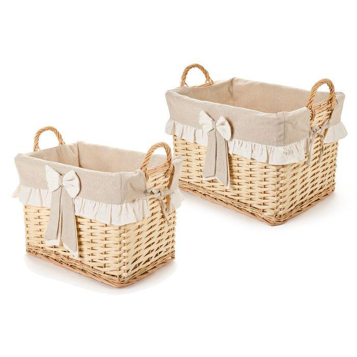 Корзина прямоугольная с ручками "Льняной бант", 2 размера