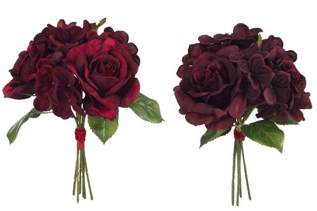 Букет из роз и гортензий бургундия