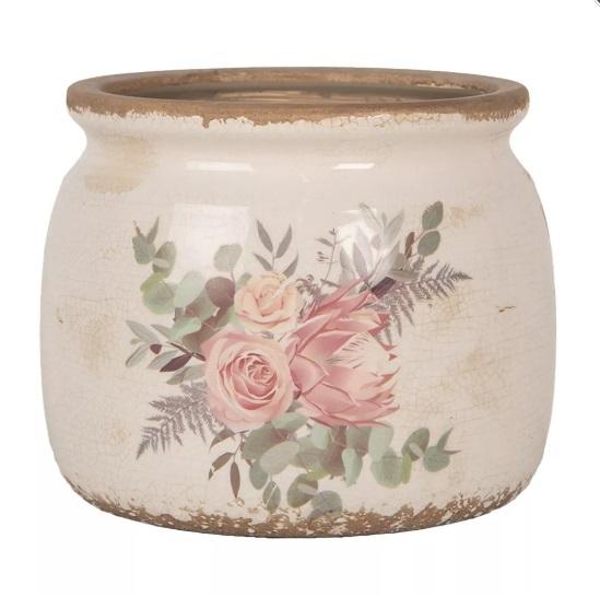 Кашпо декоративное "Розы" бочонок среднее