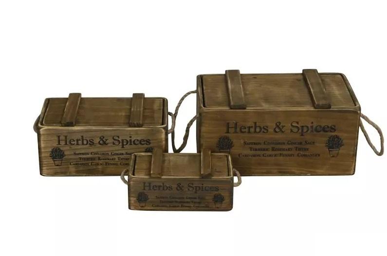 Набор из 3-х декоративных ящиков "Травы и специи"