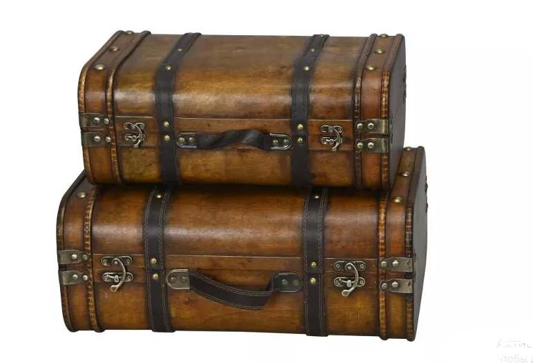 Набор из 2-х декоративных чемоданов коричневые