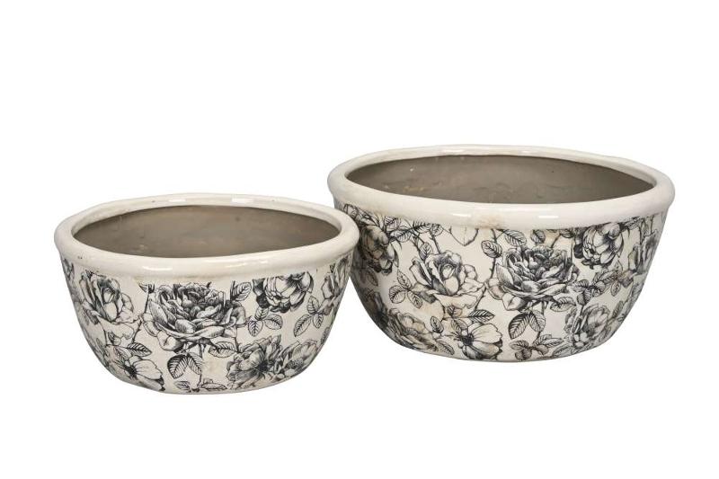 Набор из 2-х декоративных кашпо "Розы графика"