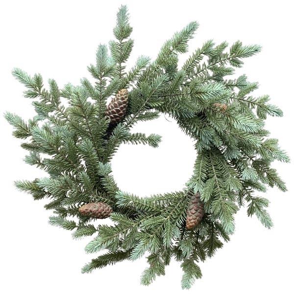 Декоративный еловый венок с шишками