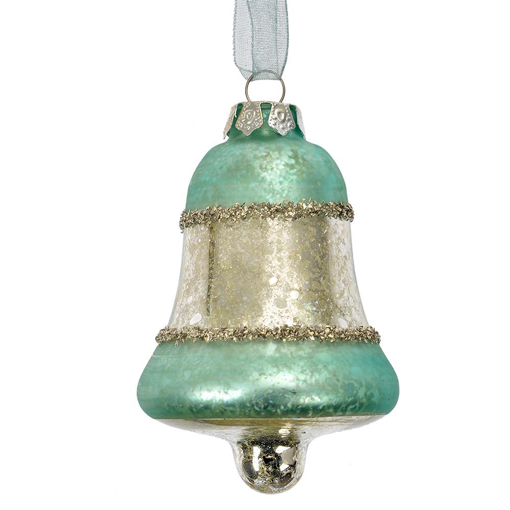 Ёлочное украшение "Колокольчик-ретро" голубой