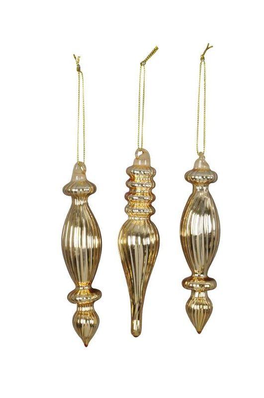 Елочное украшение "Сосулька" золото в ассортименте