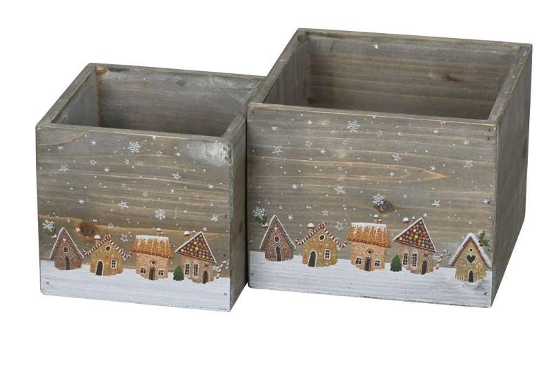 Набор из 2-х декоративных ящиков "Домики"