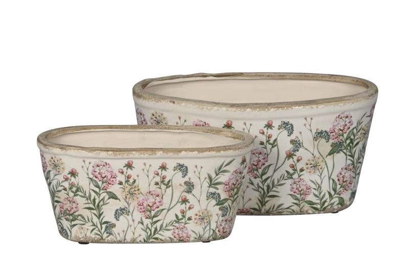 Набор из 2-х овальных кашпо "Флора"