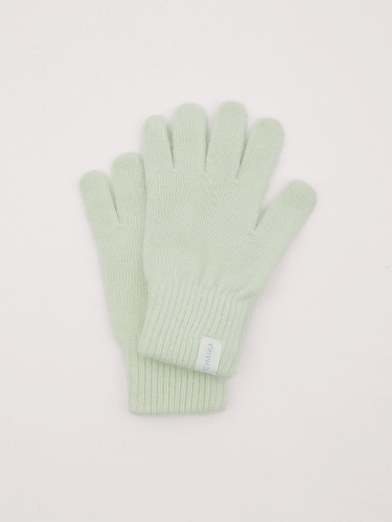 Перчатки из ангоры светло-зеленого цвета