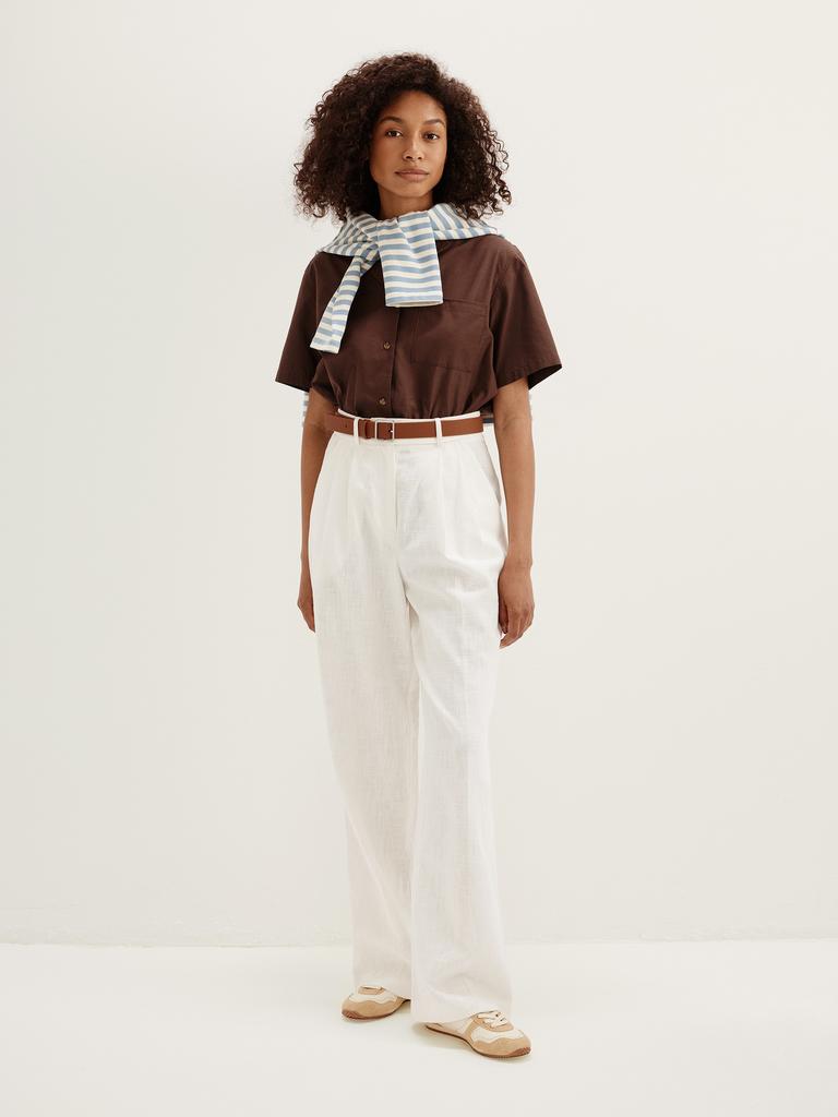 Брюки льняные белого цвета