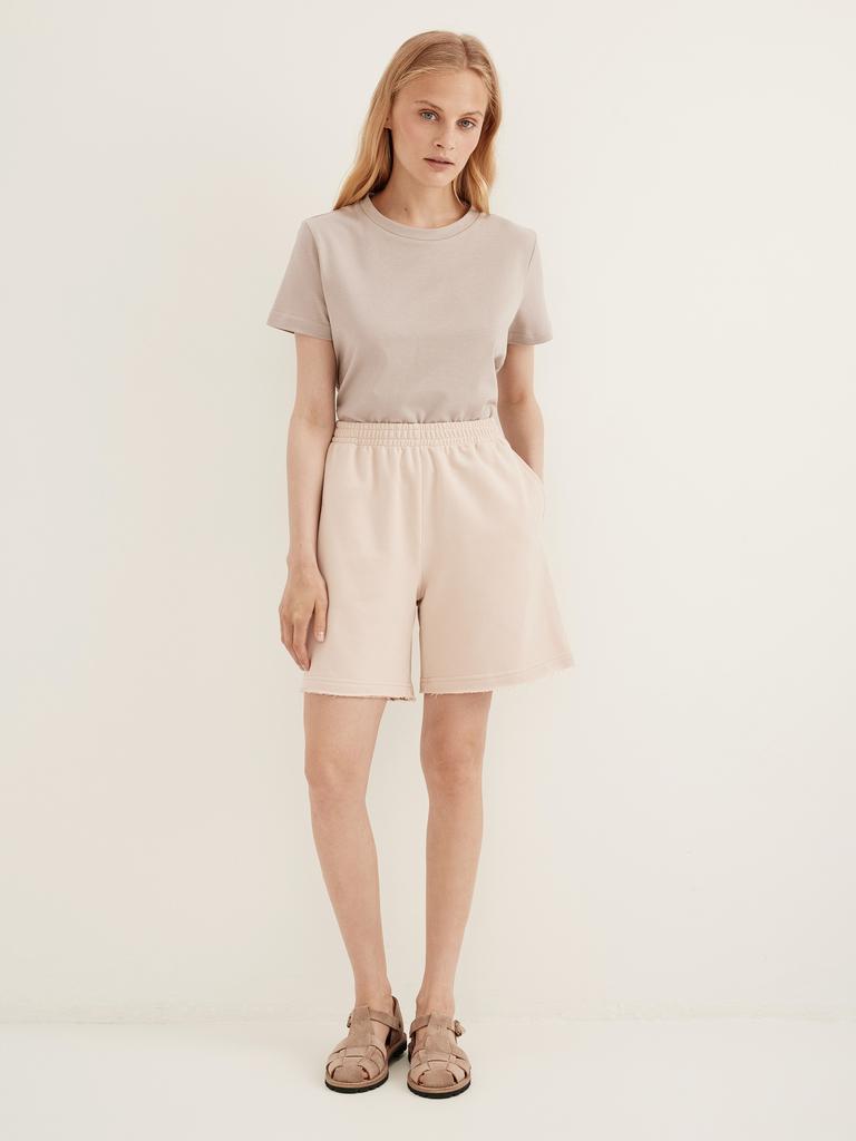 Шорты из футера бежевого цвета