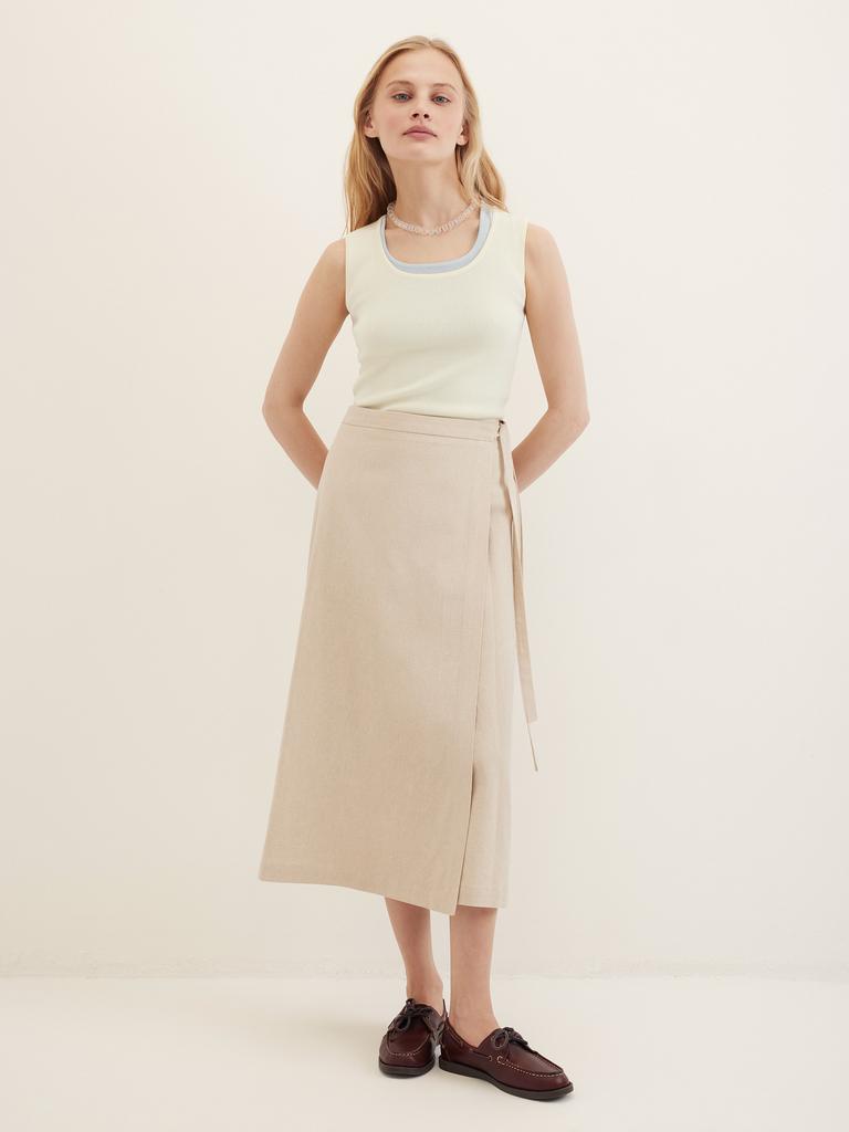 Юбка миди на запах бежевого цвета