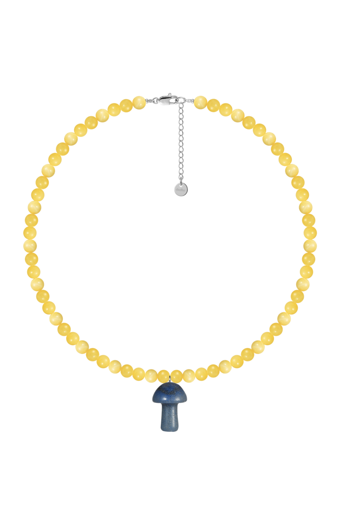 Бусы с кулоном «гриб» желтого цвета