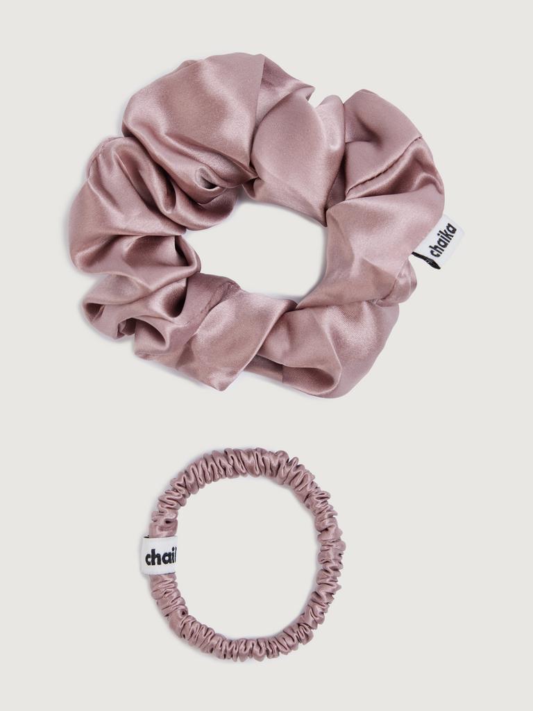 Набор из 2-х шелковых резинок пудрового цвета